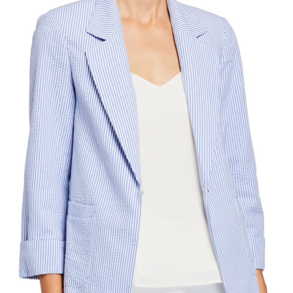 Tahari ASL Seersucker Jacket in blue & white NWT - Picture 3 of 16
